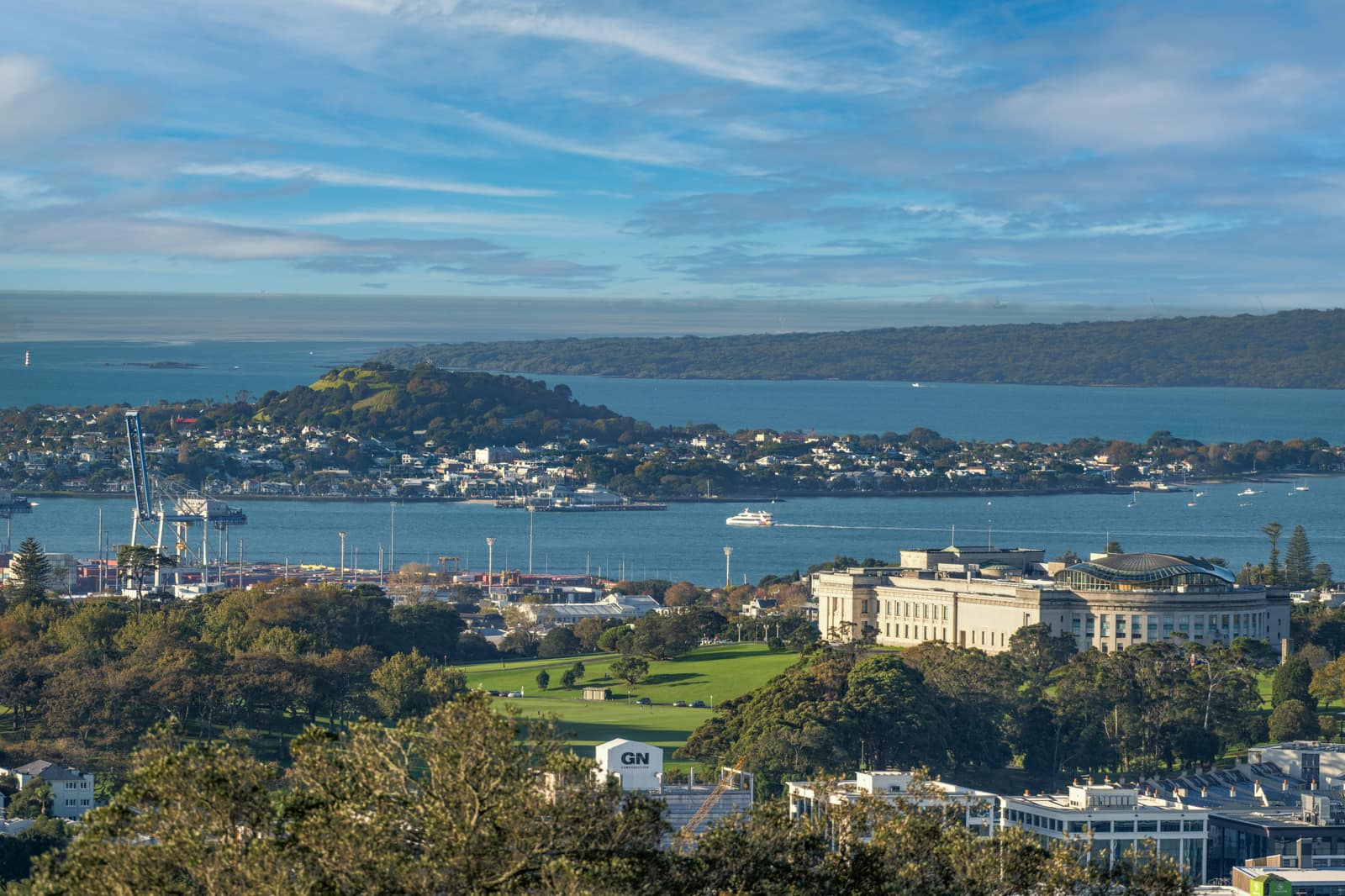 Harbour and city landscape in New Zealand