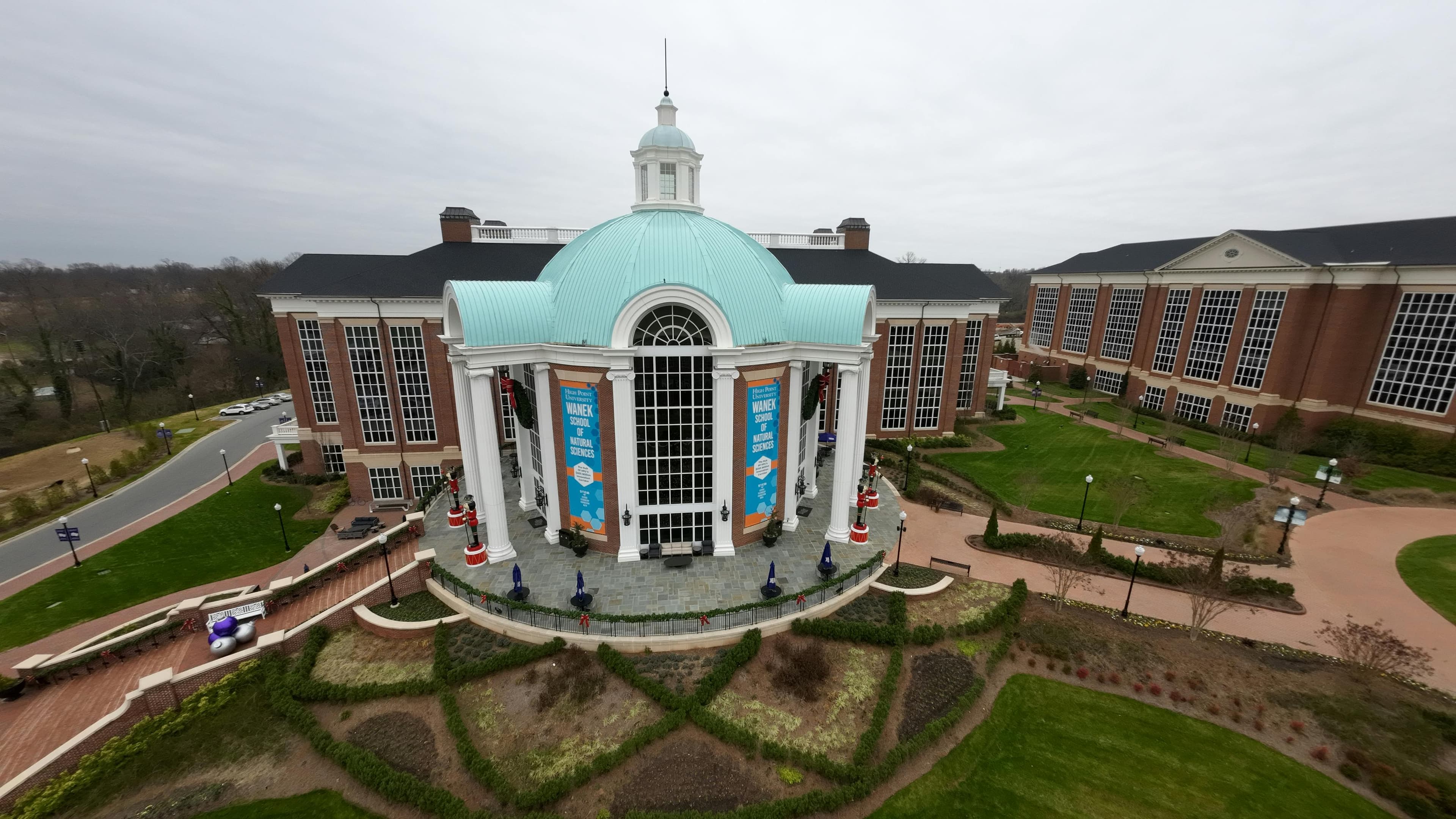 Students walking through a modern American campus